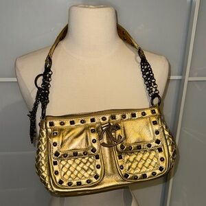 Just Cavalli Gold Studded Shoulder Bag